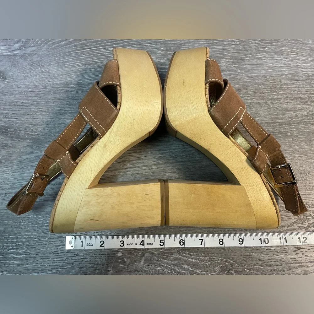 Sam Edelman Brown Suede Platform Sandal Heels - Picture 11 of 13